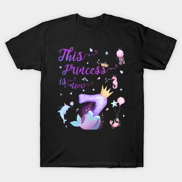 This Princess Is Now Seven Years Old 7th Girl Cute Birthday T-Shirt by AimArtStudio